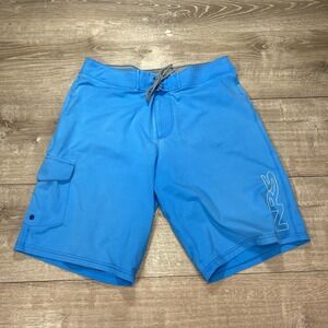 NRS Shorts Mens 33 Blue Boardshorts‎ Stretch Quick Dry Swim Cargo Pocket Surf
